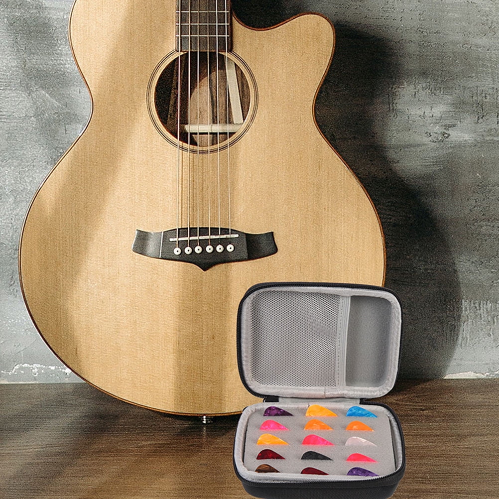 FENGGUIQU 30 Picks Portable Pick for Guitar Plectrum Container Black Plastic for Daily Use