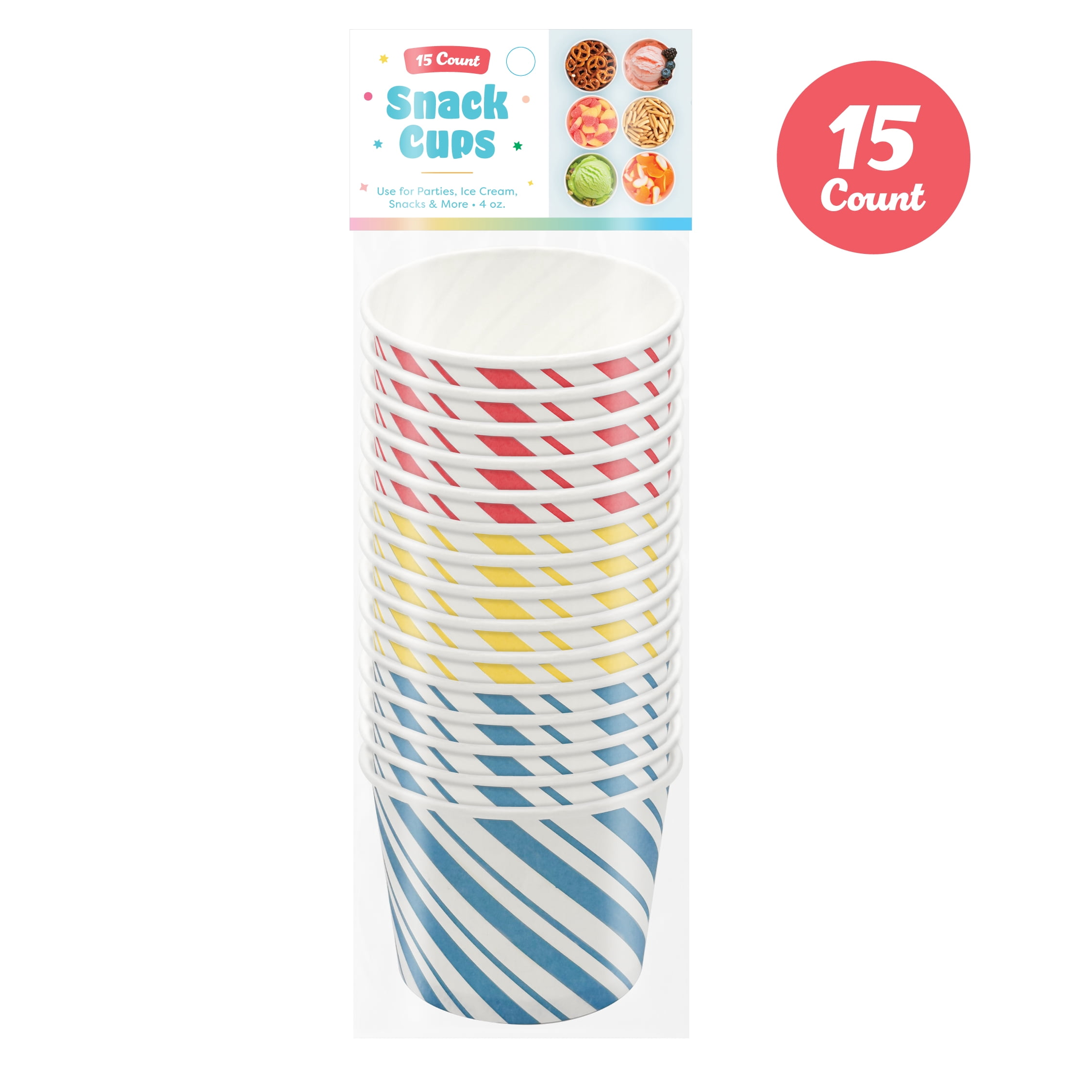 (4 pack) Best Brands Disposable Paper Snack Cups, 4 oz, 15 Count