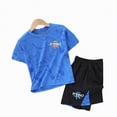 thumbnail image 5 of HCNTES Kid Boys Summer Outfits 2-Piece Athletic Set Tee & Elastic Waist Shorts 6T 7T 8T 9T 10T 11T 12T 13T Young Boys World Cup Clothing Set 8T 9T 10T 11T(D01-Blue,5-6 Years), 5 of 6