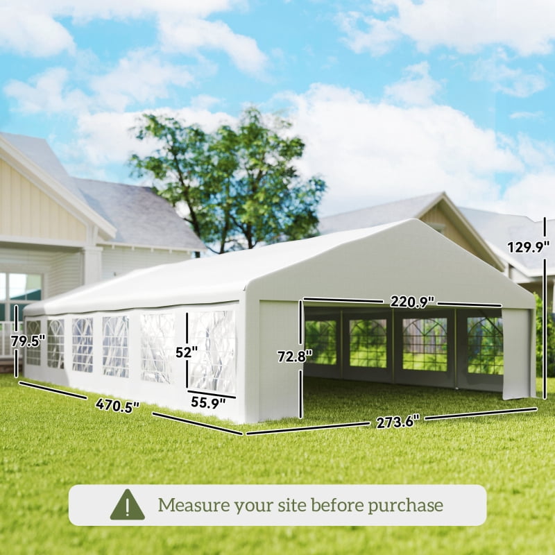 Alvantor Large Outdoor Carport Canopy Tent with Removable Sidewalls & Windows, Heavy Duty Party Shelter 23x39' White