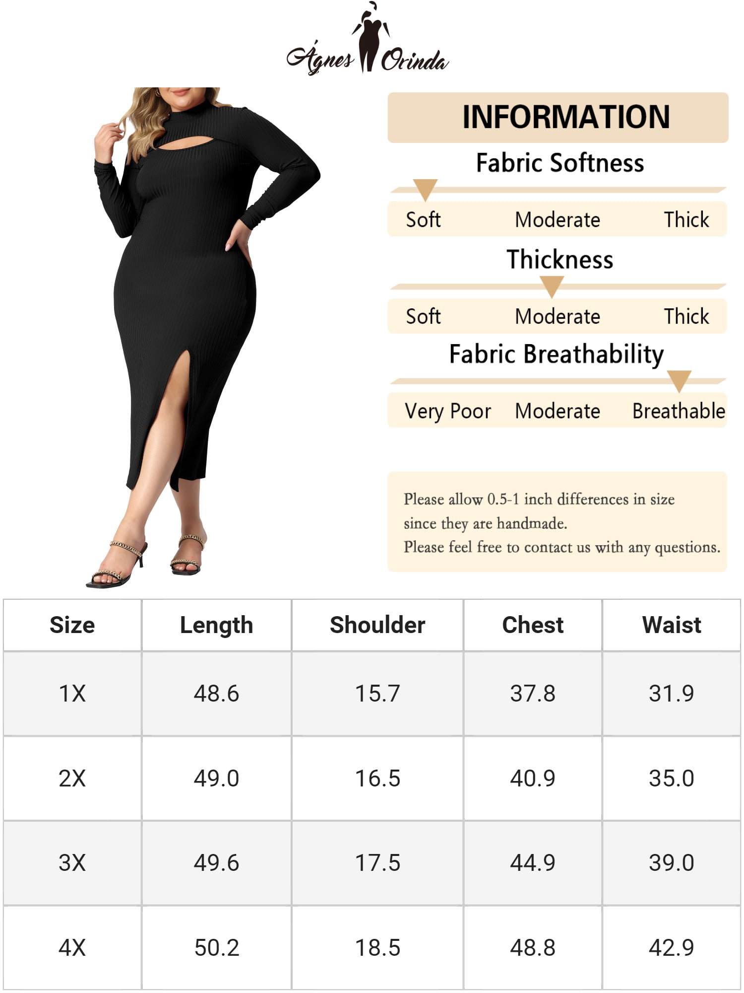 Unique Bargains Women's Plus Size Bodycon Dress Knee Slim Cut Out Dresses 4X Black