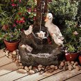 thumbnail image 2 of Animal Garden Statue Water Fountain with LED Light - Solar Powered Garden Lights Duck Water Fountain Statue Garden Decor Fountain Creative Resin Outdoor Sculpture (The duck family), 2 of 7