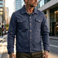 thumbnail image 6 of LODIENY Men Denim Trucker Jacket Button Down Collared Long Sleeve Classic Fit Jean Coats Western Style Cowboy Jackets Navy XXL, 6 of 6