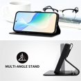 thumbnail image 5 of Wallet Leather Case For Motorola Moto G Play 2026 6.7",with Card Holder,wristband, Shockproof Kickstand Embossed Little Cat Watering Tree Phone Case,Black,For Moto G Play 2026, 5 of 8