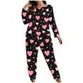 thumbnail image 2 of Uaswgudfs Women's Plus Size Valentine's Day Hearts Print Pajama Set Long Sleeve Lounge Wear Women's Sleepwear Soft Cozy Casual Outfit, 2 of 6