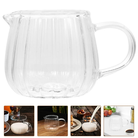 SEWCHICS Transparent Glass Frothing Cup Creamer Pitcher 1 Piece for Home and Family Use