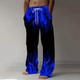 thumbnail image 2 of Zpanxa Work Pants for Men Flame Printed Drawstring Elastic Waist Loose Fit Athletic Pants with Side Pockets, 2 of 5
