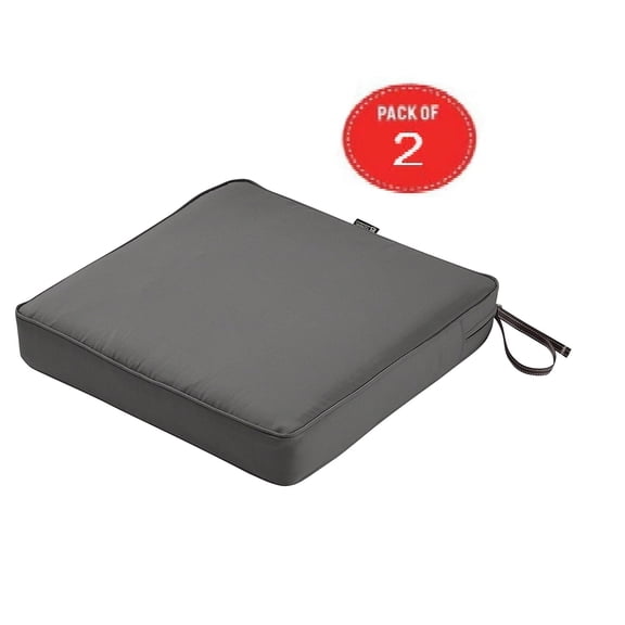 Classic Accessories Montlake Seat Cushion Foam & Slip Cover, Light Charcoal, 19x19x3 Thick ( Pack of 2 )
