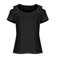 thumbnail image 5 of Jsaierl Cold Shoulder Tops for Women 2025 Summer Hollow Out Eyelet Short Sleeve T Shirts Going Out Blouses Ladies Tunic, 5 of 7