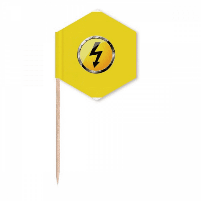 Logo Fond Jaune Électricité Cure-Dents Drapeaux Pics à Cupcakes Célébration de Fête