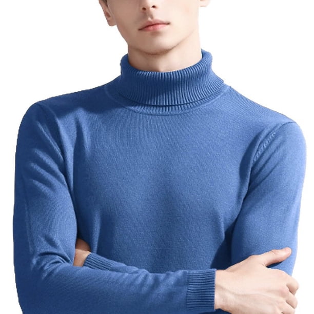 Suéter de hombre Cuello alto Oveja Suéter de algodón de color sólido Camisa básica para hombre Ropa superior Combina con el cabello en otoño e invierno