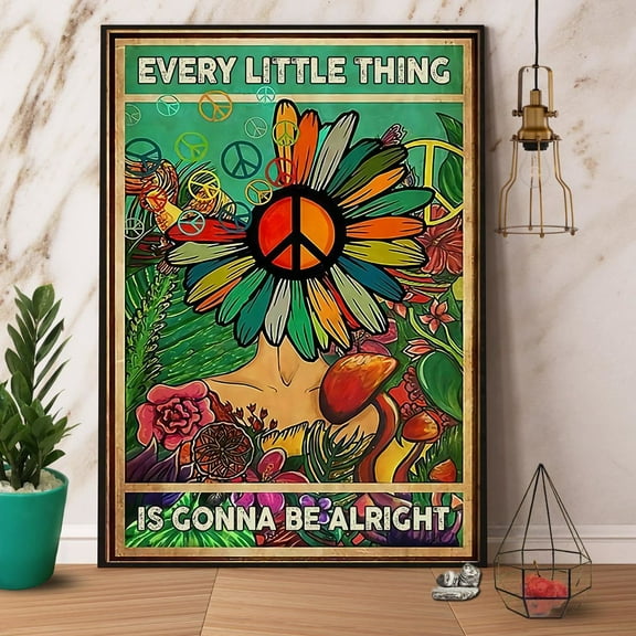 Lgbt Hippie Sunflower Every Little Thing Is Gonna Be Alright Paper Poster No Frame Matte Wall Art Decor 11 x 17 Inch Poster