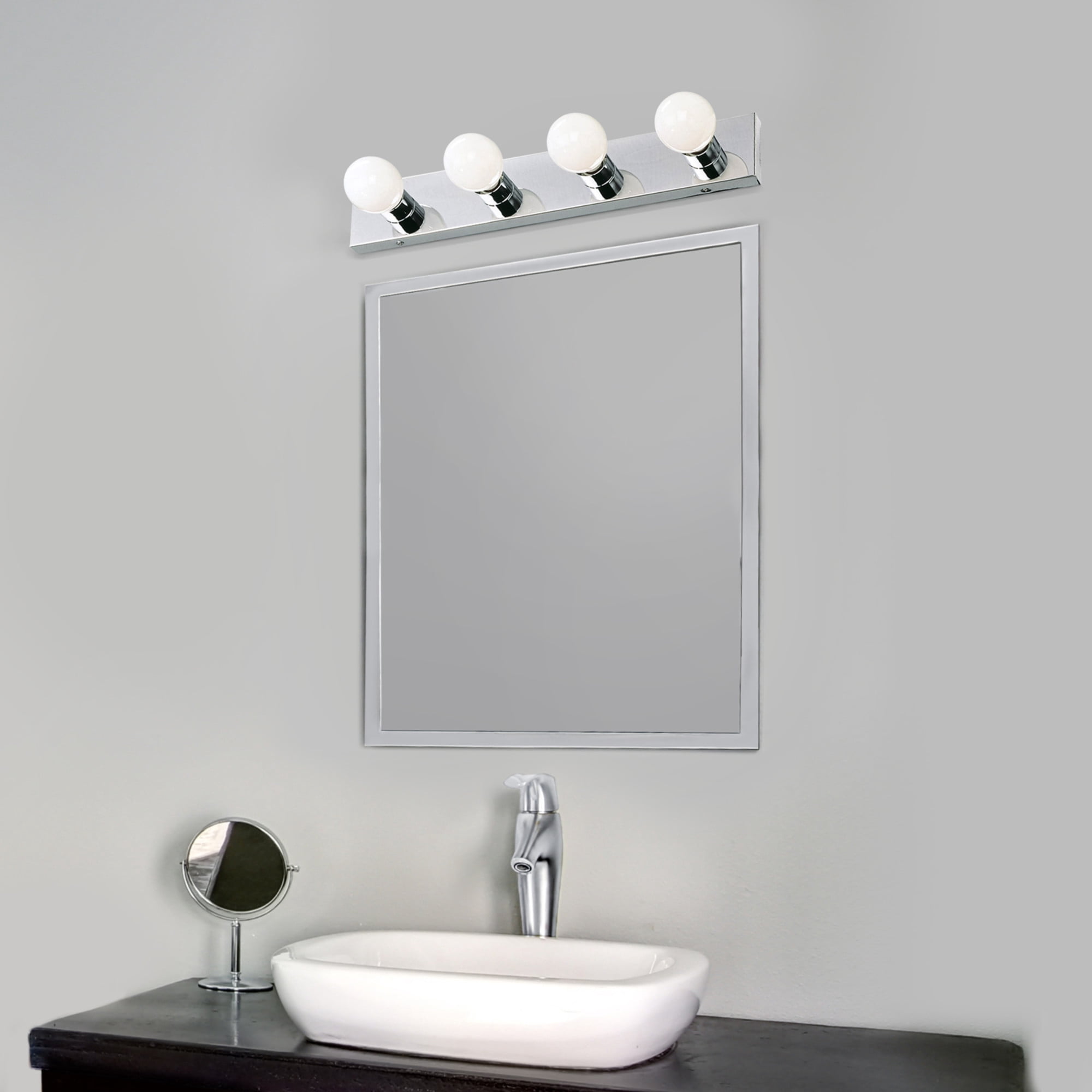 Design House 500892 4-Light Vanity Strip Light Contemporary Dimmable for Bathroom, Bedroom, Makeup Vanity, Polished Chrome