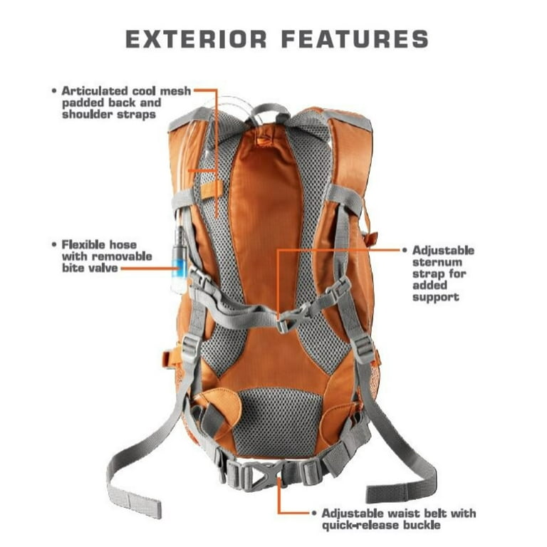 Ozark Trail 14 Ltr Larimore Hydration Pack with 1 2 Liter Reservoir Unisex Orange Walmart