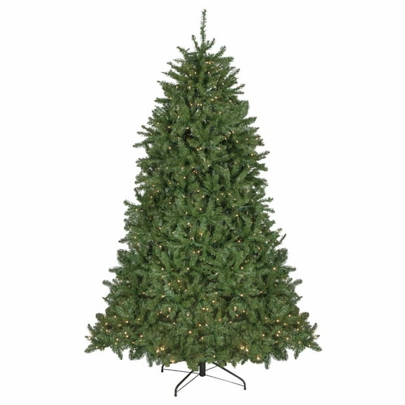 Northlight Clear Prelit LED Green Hinged Pine Christmas Tree, 7.5'