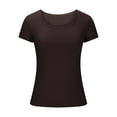 thumbnail image 3 of Mittory Women's Casual Short Sleeve Square Neck Summer Tops Ribbed Knit Slim Fit Tee Shirts, 3 of 5