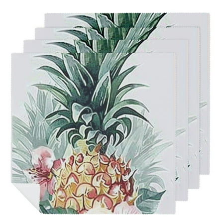 Jiayy Pineapple Flowers Leaves Dinner Napkins for Dining Table Kitchen Party Decor 6 PCS