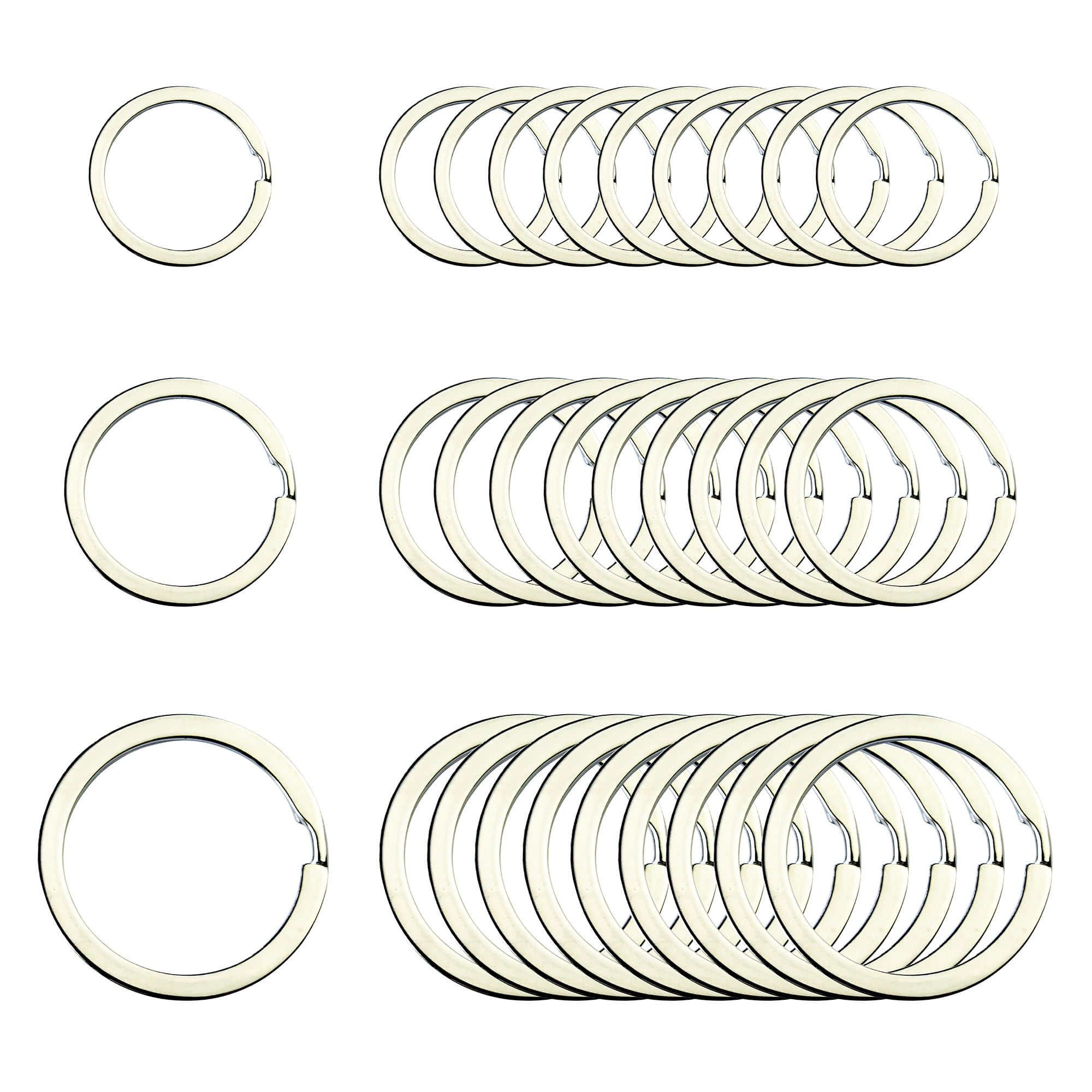 1 Inch and 1.25 Inch Silver Round Flat Key Chain Rings Metal Split 3/ 4 Inch 
