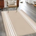 thumbnail image 4 of 4x6 Area Rugs, Beige Striped Non-Skid Rubber Backing Large Rectangle Rugs - Living Room Bedroom Home Office, Farmhouse Luxurious White Stripes Modern Abstract Art Indoor Floor Carpets Washable Rug, 4 of 9