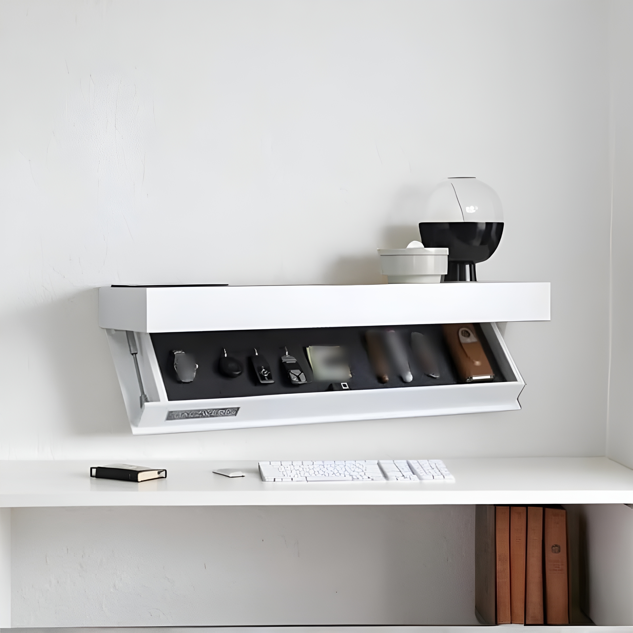 LAMIRO Designer Shelf with Secret Compartment,Concealed Floating Shelf,Shelf with Hidden Compartment,Wall-Mounted Storage Rack,Modern Home Decor,Ideal for Living Room or Office (Black)