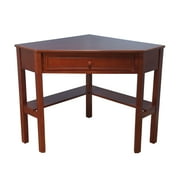 Corner Writing Desk with Pullout Drawer and Shelf, Various Finishes