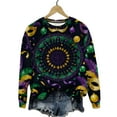 thumbnail image 4 of Gamivast Carnival Tops for Women Plus Size Long Sleeve Trendy Mask Graphic Blouses Funny Crewneck Drop Shoulder Tunic Sweatshirts Holiday Mardi Gras Shirt, 4 of 6