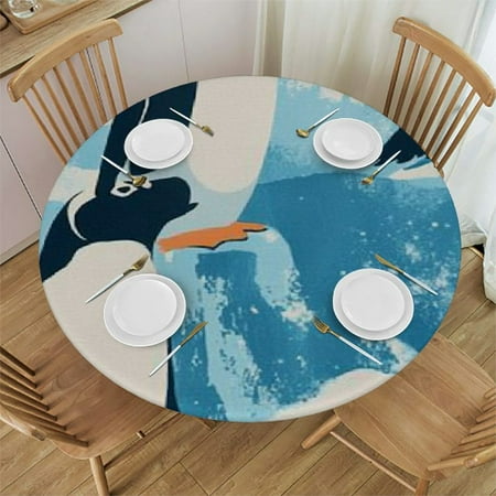 

Patifu Penguins Ice Floes Blue Background Round Tablecloth Stain-Resistant Indoor Outdoor Restaurants Weddings Parties 100% Polyester for Picnic Dining Kitchen Farmhouse Tablecloth 31 -35