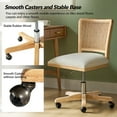 thumbnail image 3 of Swivel Office Chair Wooden Rattan Back Adult Task Chair Living Office Room, Beige, 3 of 9