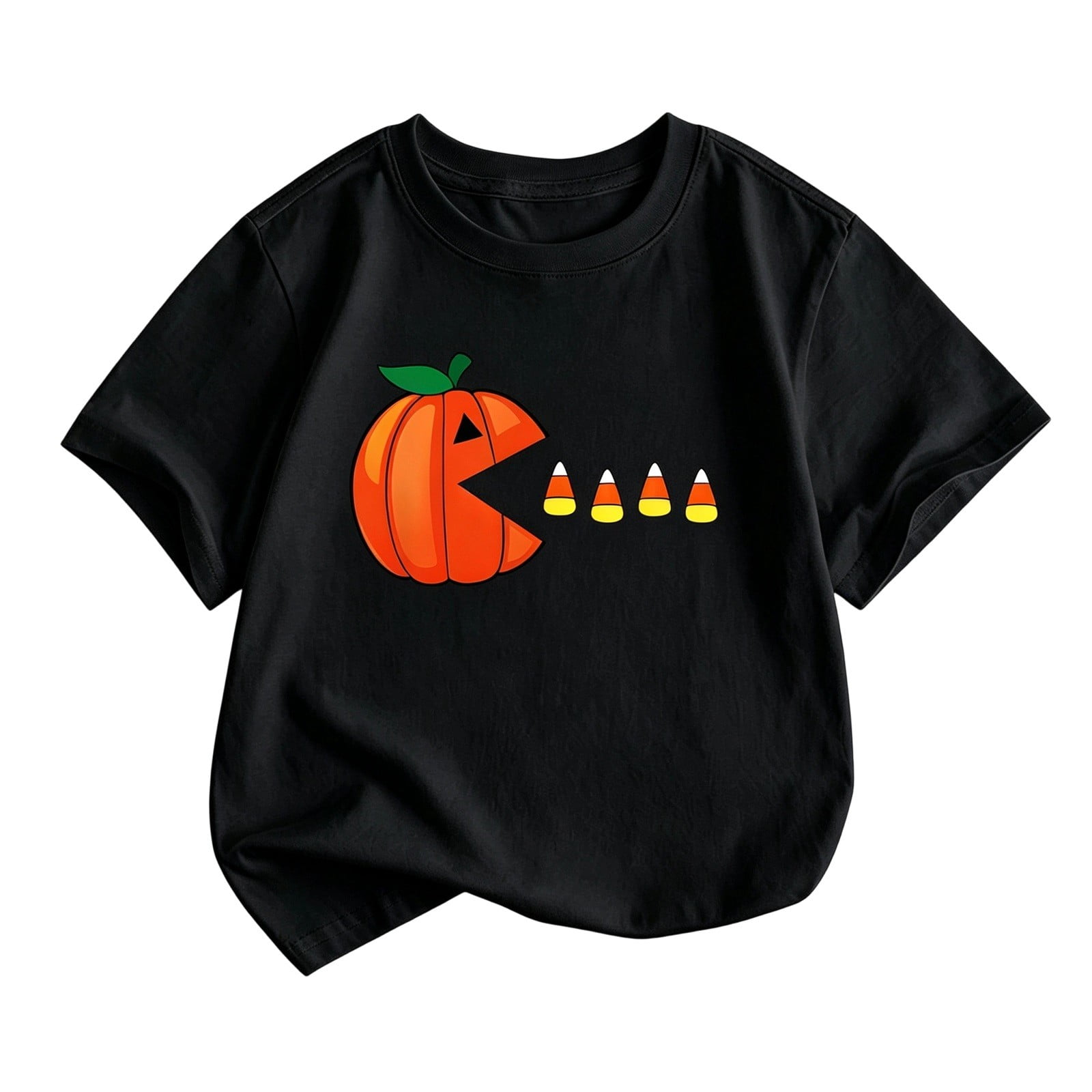 WOYY Boys Halloween Pumpkin Graphic Tee Cute Short Sleeve Crew Neck T Shirt Black Sizes 2-13