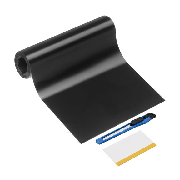 Uxcell 1Set 4" x 5ft PET Carbon Fiber Vinyl Wrap with Scraper, Matte Black