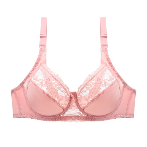 AJGRHE Women Active BraDouble Lace Lingerie Plus Size Bra for Full Support and Comfort 105D Pink