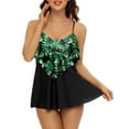 thumbnail image 2 of Tummy Control Swimdress for Women Polka Dots Print Swimsuits Ruffled Flowy Swimdress 2 Piece Tankini Set with Shorts, 2 of 7