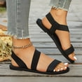 thumbnail image 6 of Elastic Ankle Strap Flat Sandals for Women Comfortable Elastic Strappy Sandals Round Toe Summer Slides for Walking Beach & Travel, 6 of 9