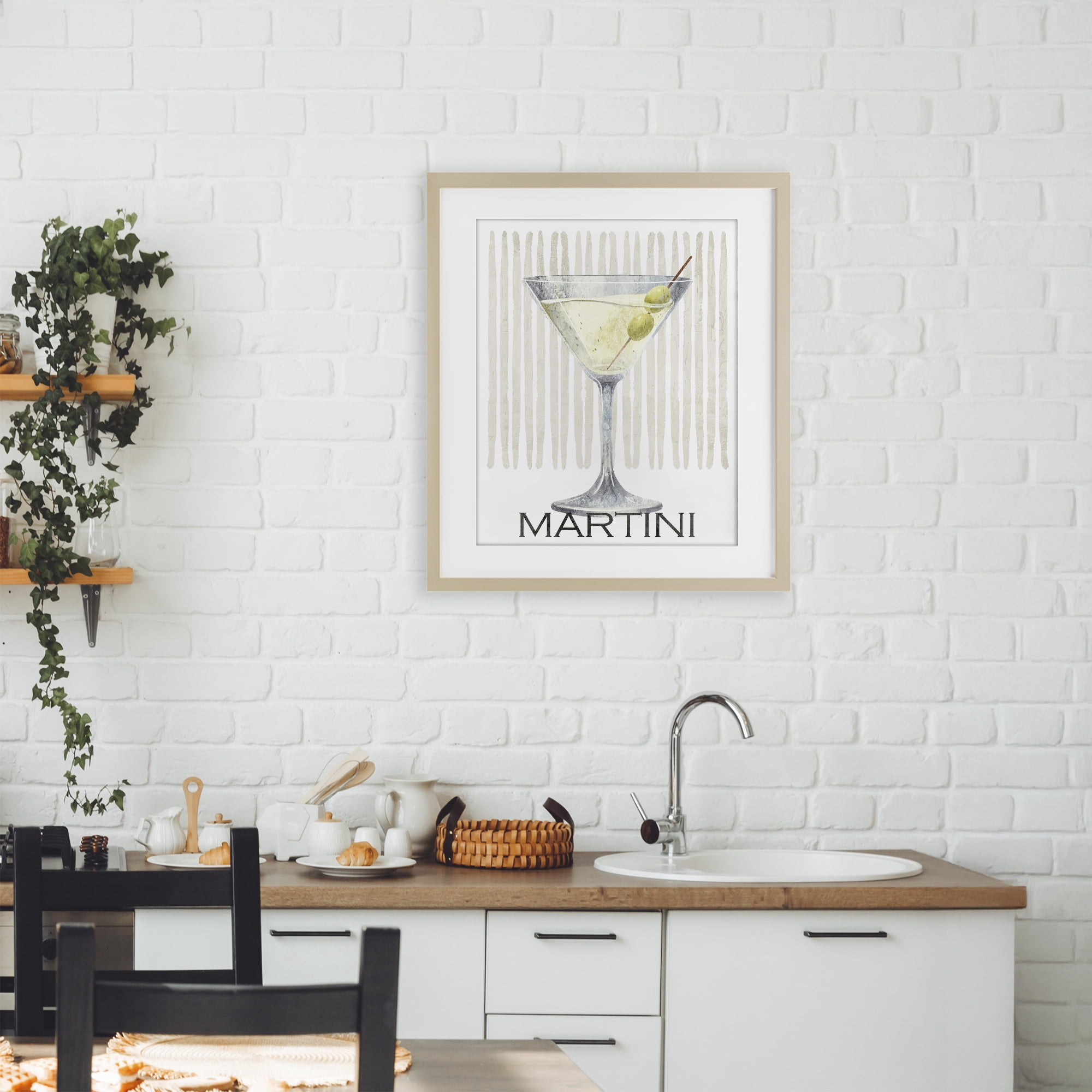 Stupell Industries Subtle Martini Drink Birch Framed Print Under Glass, design by Kim Allen