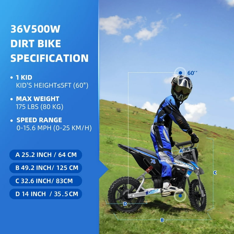 CIYOMY 36V Electric Motocross 500W Brushless Motor Variable