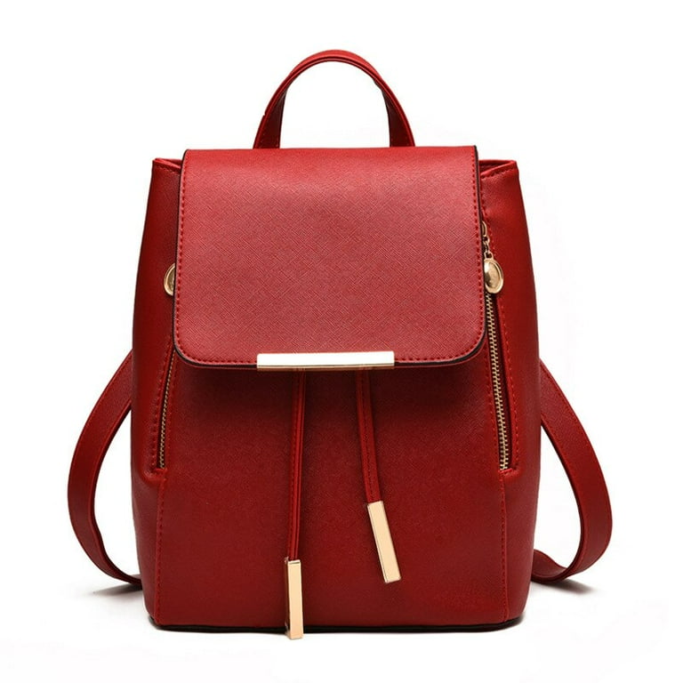 Cocopeaunts Fashion Leather Backpack Women Solid Color Luxury Designer Backpacks Female High Quality Small School Backpack for Teenage Girls, Adult