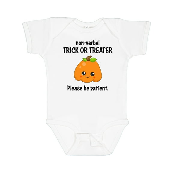 Inktastic Non-Verbal Trick or Treater with Cute Pumpkin Boys or Girls Baby Bodysuit
