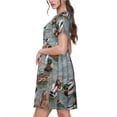 thumbnail image 2 of Balery Mallard Ducks Swimming Vestidos sueltos de manga corta para mujer, vestidos de verano 2025, vestidos casuales de corte A con vuelo., 2 of 6
