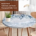 thumbnail image 6 of Blue Eucalyptus Fitted Tablecloth with Elastic Edged, Round Table Cloth for Dining Table, Christmas Leaves Poinsettia Farmhouse Wooden Waterproof Oil Proof Table Cover for Indoor Outdoor 36"-44", 6 of 9