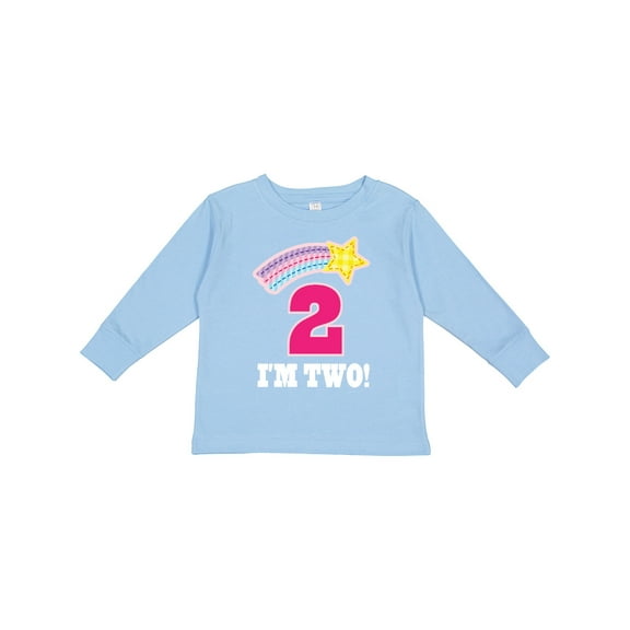 Inktastic 2nd Birthday 2 Year Old Girls Rainbow Star Girls Long Sleeve Toddler T-Shirt