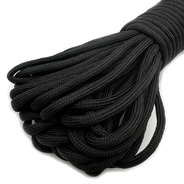 30m 4mm Thick Braided Paracord For Camping And Hiking, Handmade DIY Rope,Black