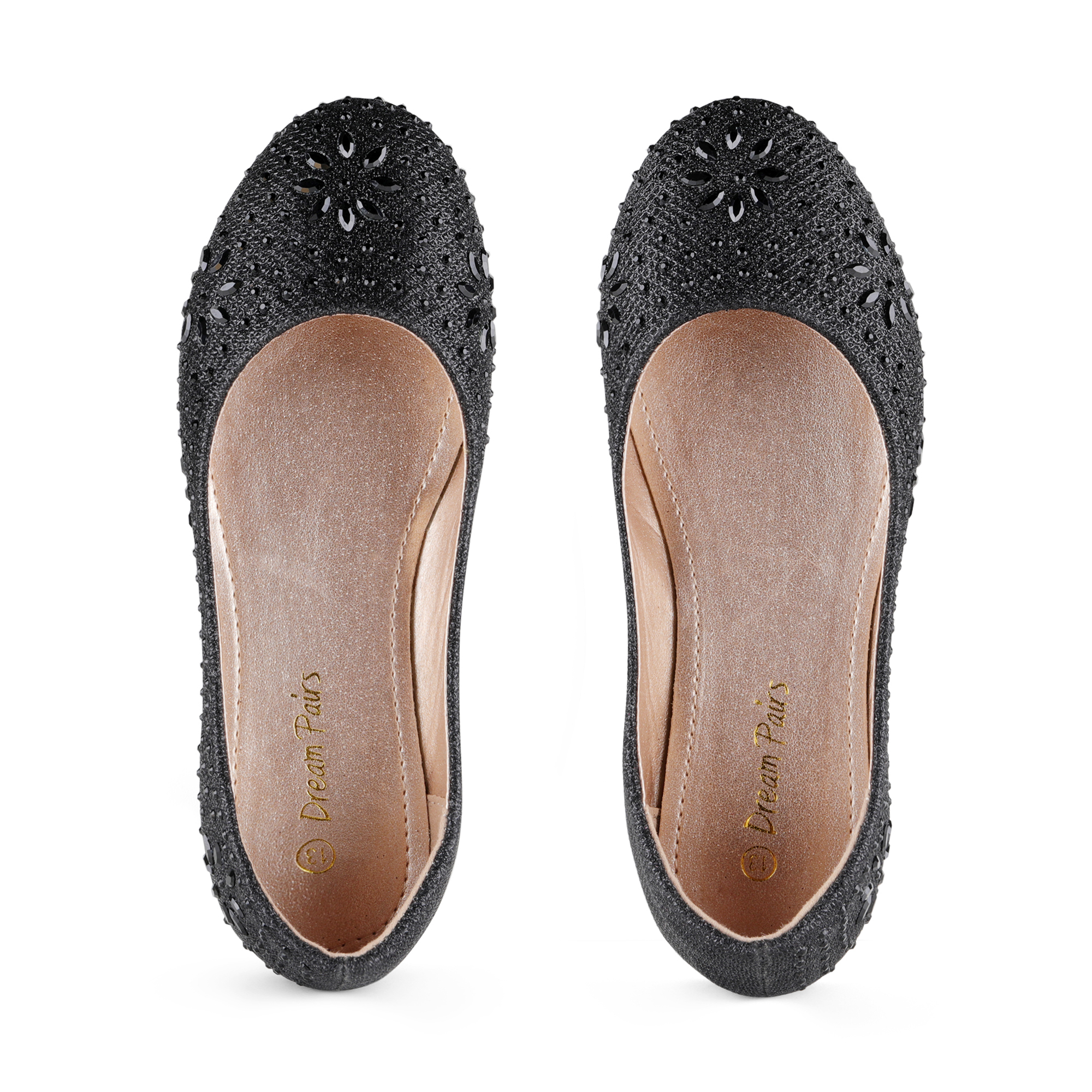 Dream Pairs Kids Girls Slip-On Shoes Children Party Dress Dance Shoes Flat Shoes NINA-100 BLACK/GLITTER Size 12 - image 5 of 6