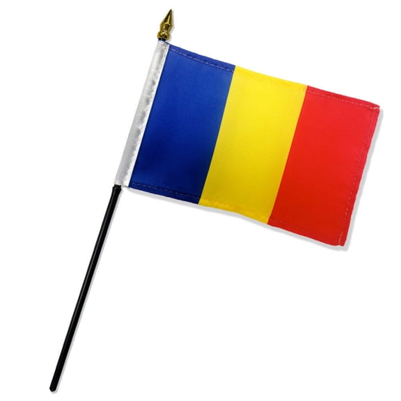 Romania 4"x6" Flag Desk Table Stick (sewn edges)
