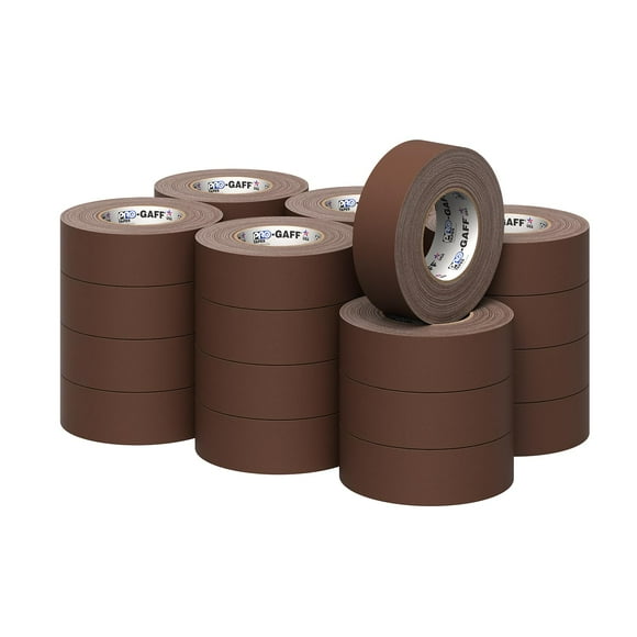 2" Pro Gaff Gaffers Tape 55 yards length brown matte. Premium Heavy-Duty Gaffers Tape trusted by professional Gaffers. Made in the USA. Holds Tight, Easy to remove. (Pack of 24)