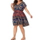 thumbnail image 4 of Vestido Boho de Talla Grande para Mujeres Agnes Orinda, Cuello en V, Hombro Caído, Cintura con Cordón, Vestidos de Playa 4X Azul Real, 4 of 6