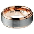 thumbnail image 2 of Tungsten I Love You 3000 Quote Engraved Band Ring 8mm Men Women Comfort Fit 18k Rose Gold Step Bevel Edge Brushed Polished, 2 of 4