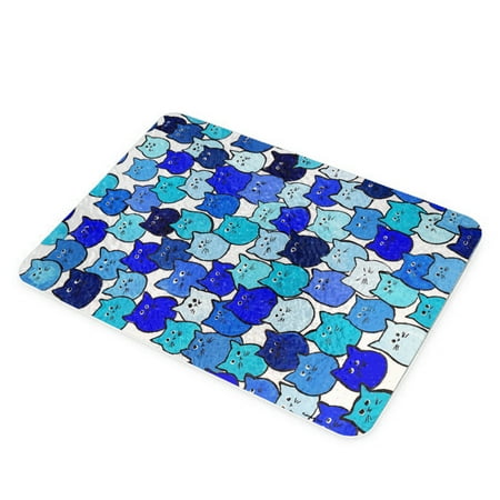 

KuzmarK Glass Cheese Cutting Board 11 x7.75 - Very Blue Tiny Chubby Kitties Art by Denise Every