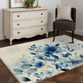 thumbnail image 4 of Blue Ombre Floral Large Area Rugs for Bedroom Living Room, Soft Non Slip Carpet Bedside Rug, Spring Elegant Flowers Beige Rustic Rectangular Floor Cover Kitchen Accent Rug 4'x6' for Office, 4 of 9