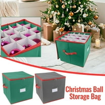 Christmas Ornament Storage Box, Christmas Storage Containers Organizer Bag with Dividers - Fits up to 64 Holiday Xmas Ornaments Decorations