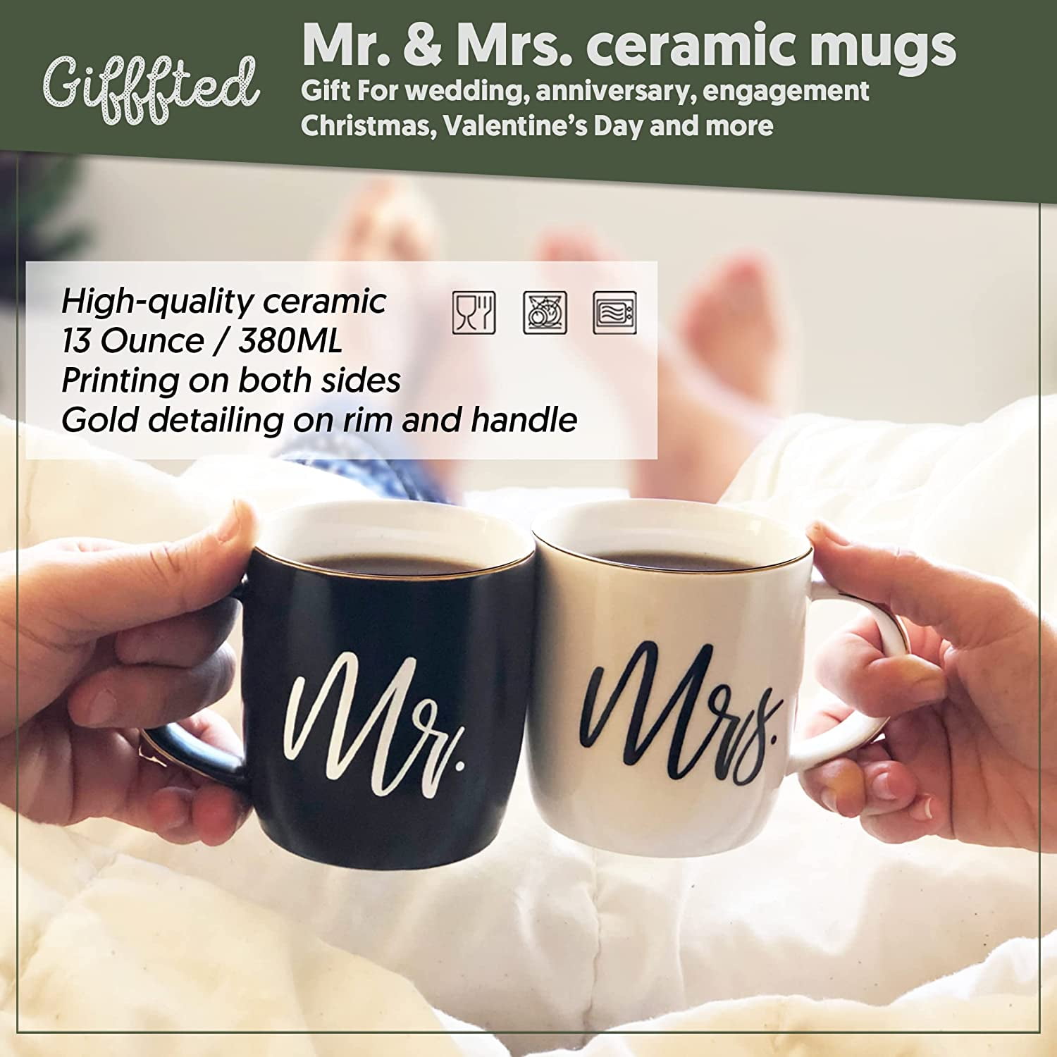 Triple Gifffted I Like His Beard Coffee Mugs For Couples, Funny Couple  Gifts for Anniversary, Engagement and Christmas, Girlfriend Unique Gifts,  His